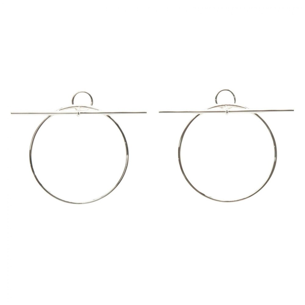 Hermes Loop Pierced Earrings Silver #339256H10B